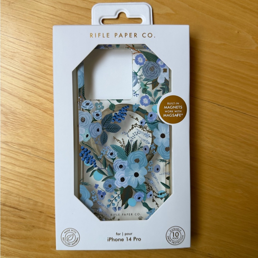 Rifle Paper Co. iPhone 14 Pro Case with Blue Floral Design